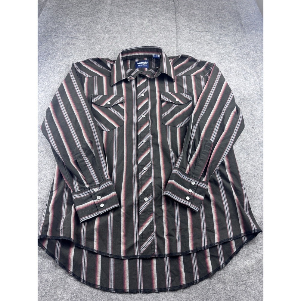 Wrangler Western Button Up Shirt Striped Pearl Snap Lightweight Mens 16.5x34